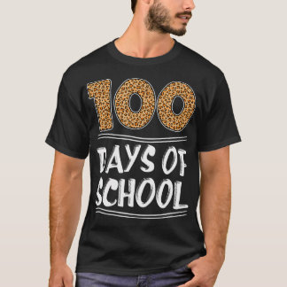 100Th Day Of School Leopard Print Gift Teacher T-Shirt