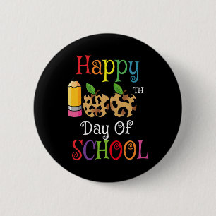 100th Day Of School Leopard Print Teacher Student  6 Cm Round Badge