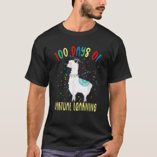 100th Day Of School Llama 100 Days 2022 Virtual Le T-Shirt