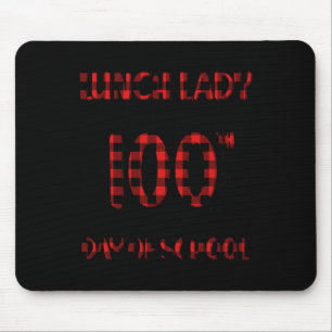 100th Day Of School Lunch Lady Typography Red Plai Mouse Pad