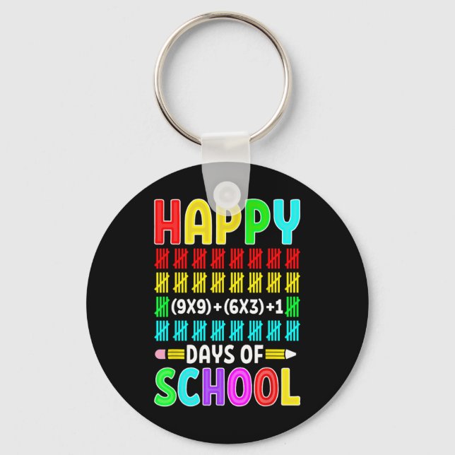 100th Day Of School Math Formula 100 Days Teacher  Key Ring (Front)
