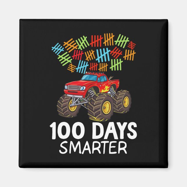 100th Day Of School Monster Truck Toddler 100 Days Magnet (Front)
