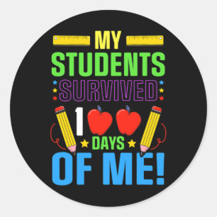 100th Day Of School My Student Survived 100 Days O Classic Round Sticker