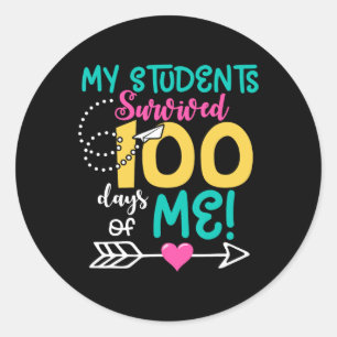 100th Day Of School My Student Survived 100 Days O Classic Round Sticker