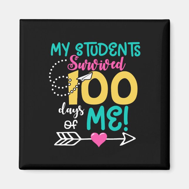 100th Day Of School My Student Survived 100 Days O Magnet (Front)