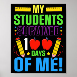 100th Day Of School My Student Survived 100 Days O Poster