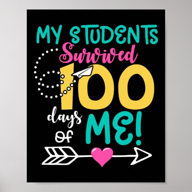 100th Day Of School My Student Survived 100 Days O Poster (Front)