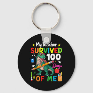 100th Day Of School My Teacher Survived 100 Days O Key Ring