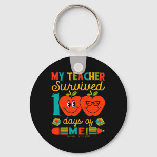 100th Day Of School My Teacher Survived 100 Days O Key Ring