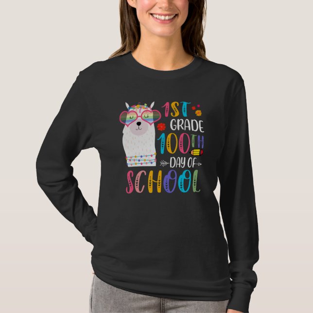 100th day of School No Prob Llama 100 Days Of 1st  T-Shirt (Front)