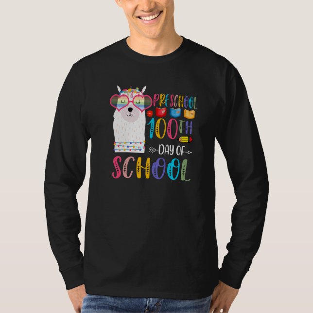 100th day of School No Prob Llama 100 Days Of Pres T-Shirt (Front)