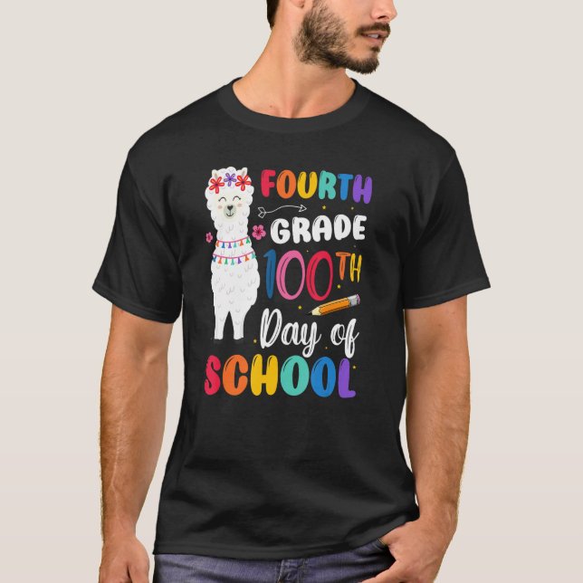 100th Day Of School No Prob Llama 100th Day Fourth T-Shirt (Front)