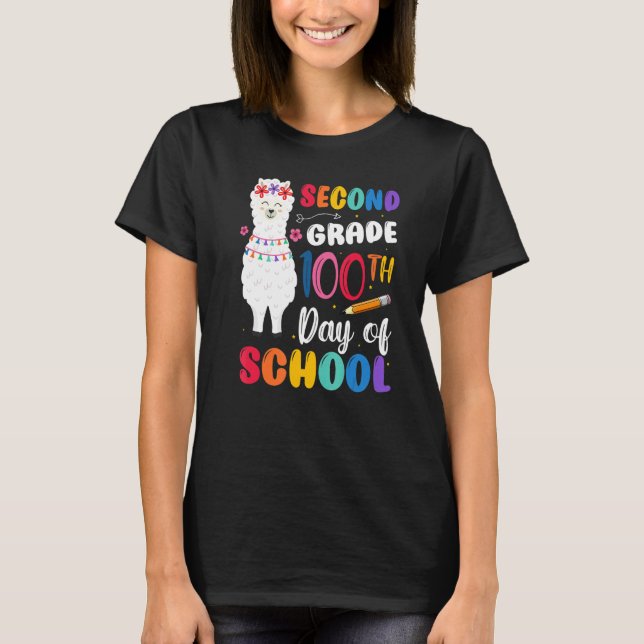 100th Day Of School No Prob Llama 100th Day Second T-Shirt (Front)