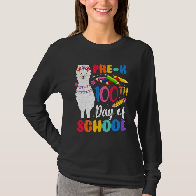 100th Day Of School No Prob Llama Happy 100th Day  T-Shirt (Front)