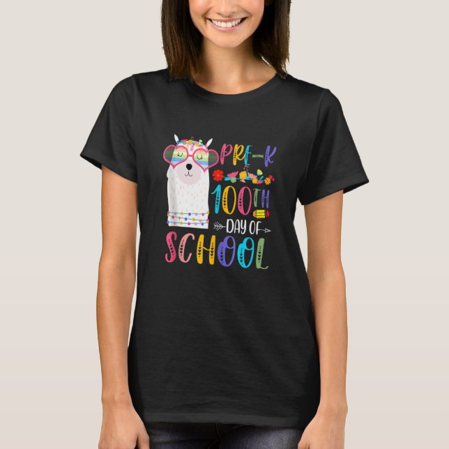 100th Day Of School No Prob Llama Teacher 100 Days T-Shirt (Front)
