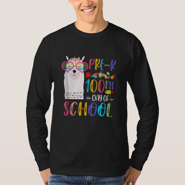 100th Day Of School No Prob Llama Teacher 100 Days T-Shirt (Front)
