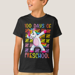 100th Day Of School Of Preschool Unicorn 100 Days  T-Shirt
