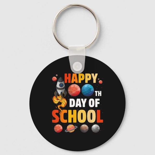 100th Day Of School Outer Space Teacher Student Ki Key Ring (Front)