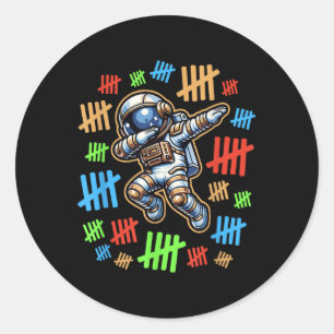 100th Day Of School Outfit Teacher Boys Astronaut  Classic Round Sticker