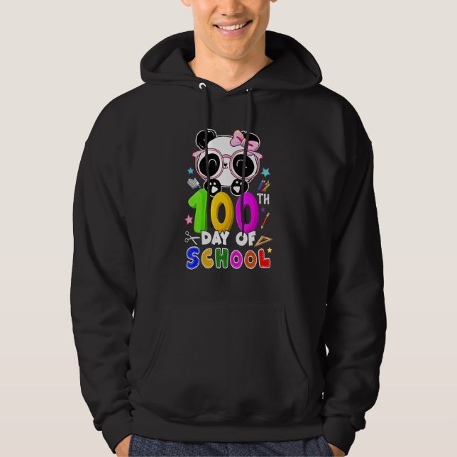 100th Day Of School Panda Virtual Learning Teacher Hoodie (Front)