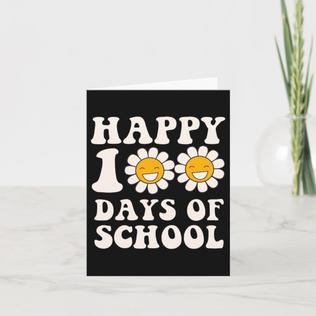 100th Day Of School Retro Groovy Cute Graphics  Card (Front)