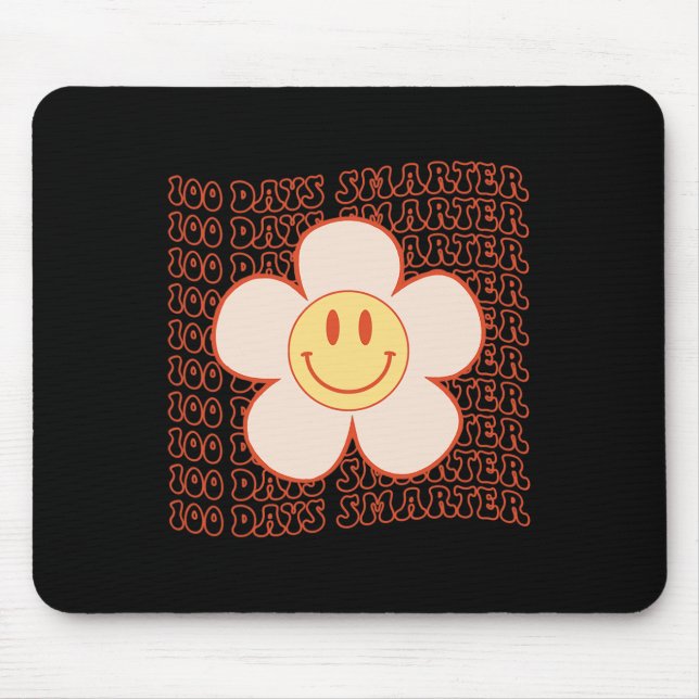 100th Day Of School Retro Groovy Happy Face 100 Da Mouse Pad (Front)
