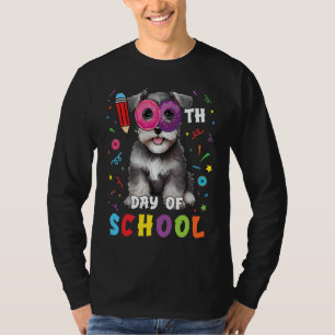 100th Day Of School Schnauzer Dog Doughnut 100 Day T-Shirt