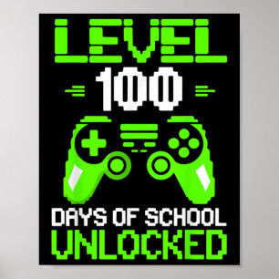 100th Day Of School Shirt Kids Video Games Boy Gam Poster