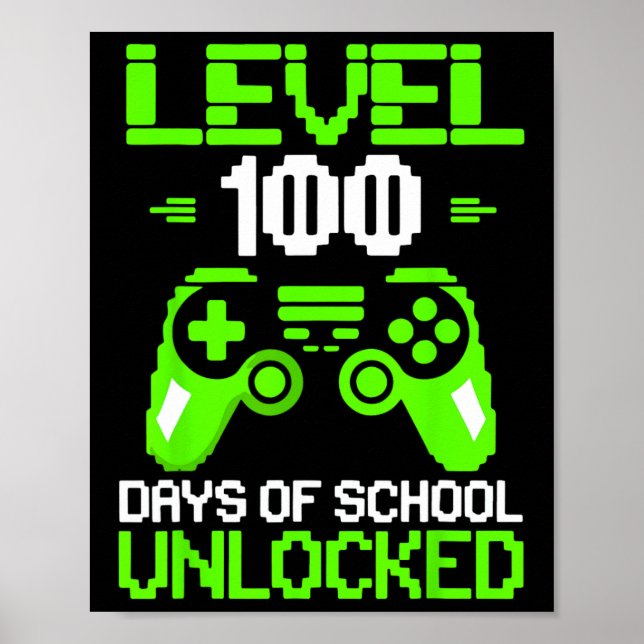 100th Day Of School Shirt Kids Video Games Boy Gam Poster (Front)