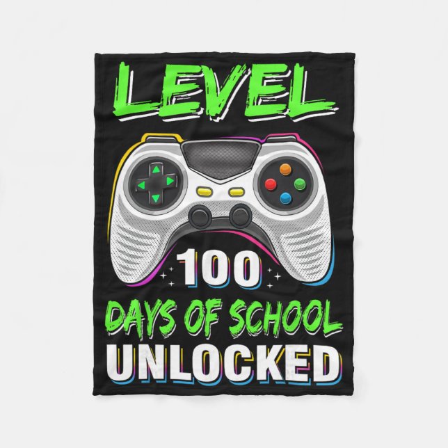 100th Day Of School Shirt Kids Video Games Boy Gif Fleece Blanket (Front)