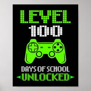 100th Day Of School Shirt Kids Video Games Boy Gif Poster