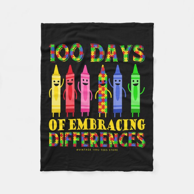 100th Day Of School Shirts Embrace Differences Aut Fleece Blanket (Front)