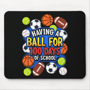 100th Day Of School Sketll Footll Soccer Sell Boys Mouse Pad