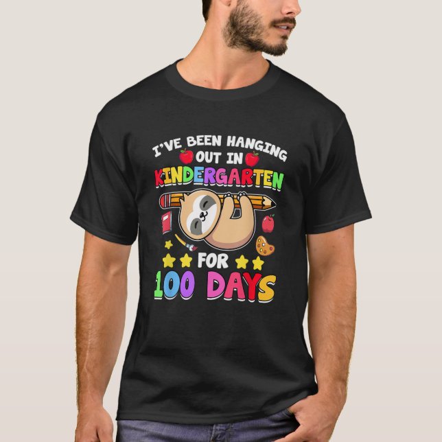 100th Day Of School Sloth Shirt Kindergarten 100 D (Front)