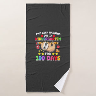 100th Day Of School Sloth Shirt Kindergarten 100 D Bath Towel