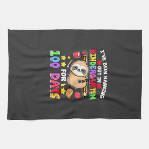 100th Day Of School Sloth Shirt Kindergarten 100 D Tea Towel