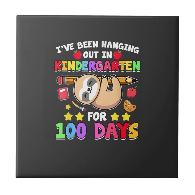 100th Day Of School Sloth Shirt Kindergarten 100 D Tile (Front)