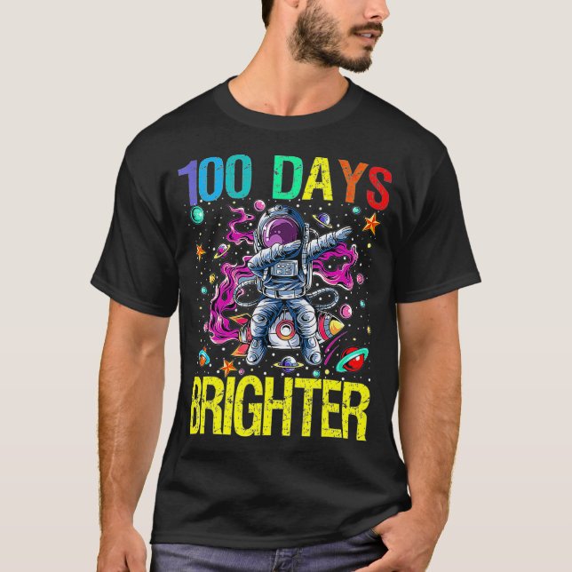 100th Day Of School Stars Space Rocket  T-Shirt (Front)