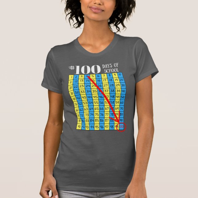 100th Day of School T-Shirt 100s Chart Teacher (Front)