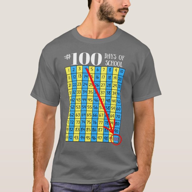 100th Day of School T-Shirt 100s Chart Teacher Men (Front)