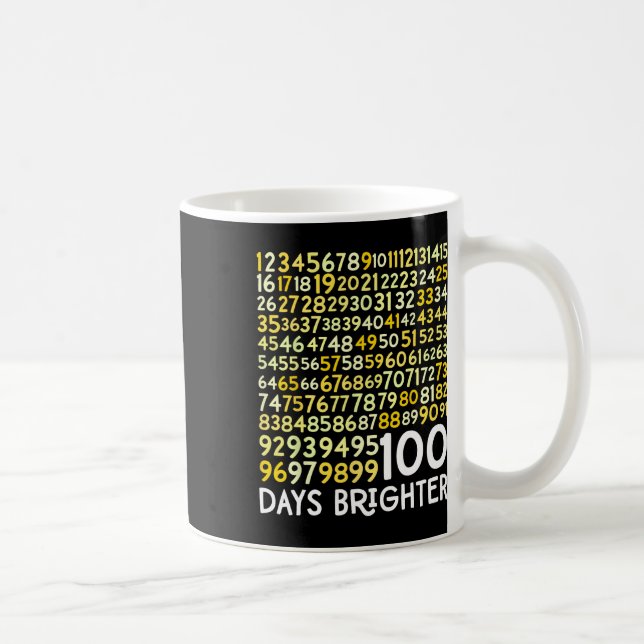 100th Day Of School Teacher 100 Days Brighter Math Coffee Mug (Right)