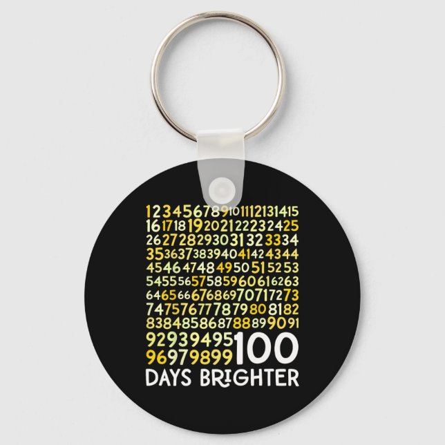 100th Day Of School Teacher 100 Days Brighter Math Key Ring (Front)
