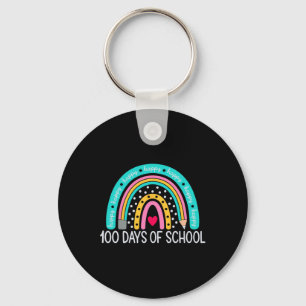100th Day Of School Teacher 100 Days Rainbow  Key Ring