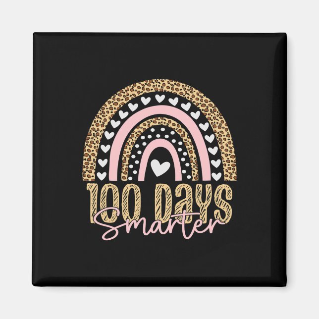 100th Day Of School Teacher 100 Days Rainbow Leopa Magnet (Front)