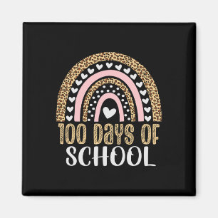 100th Day Of School Teacher 100 Days Rainbow Leopa Magnet