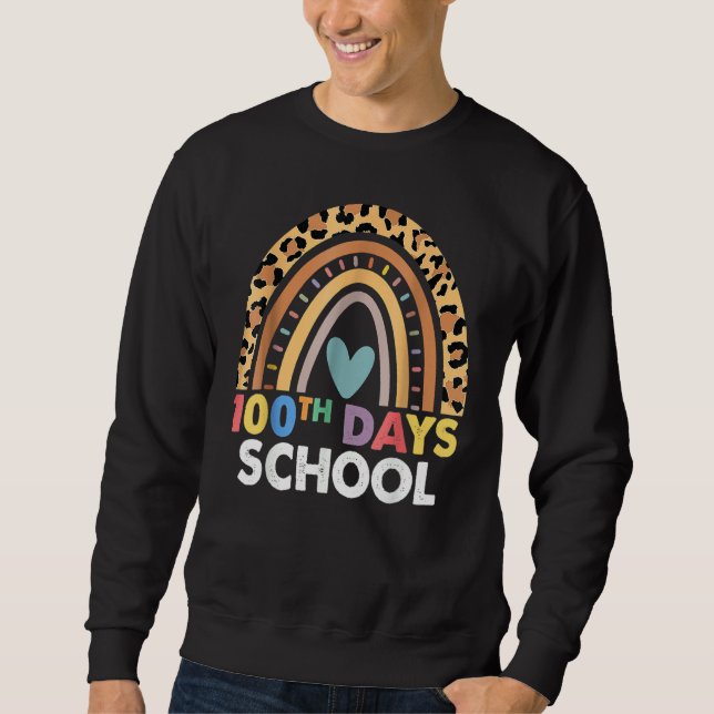 100th Day Of School Teacher 100 Days Smarter Leopa Sweatshirt (Front)