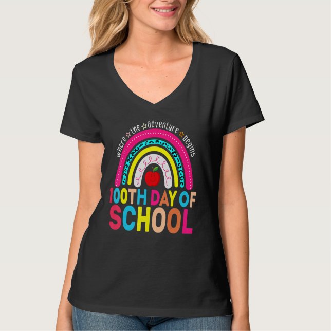 100th Day Of School Teacher 100 Days Smarter Leopa T-Shirt (Front)