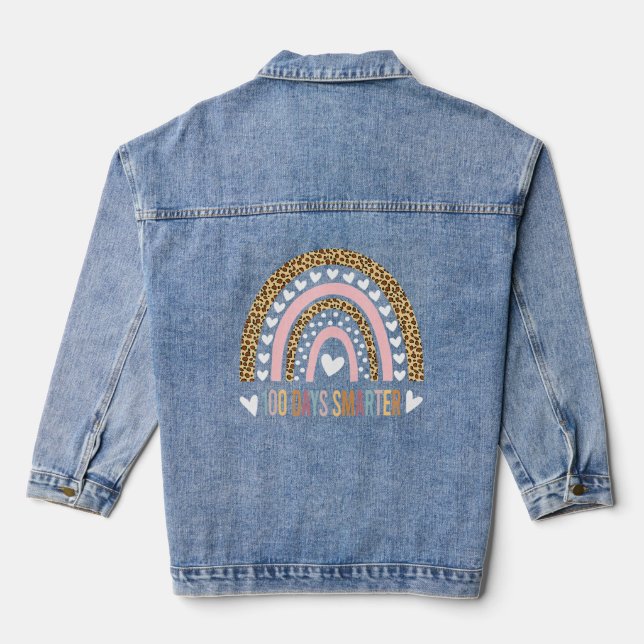 100th Day of School Teacher - 100 days smarter rai Denim Jacket (Back)
