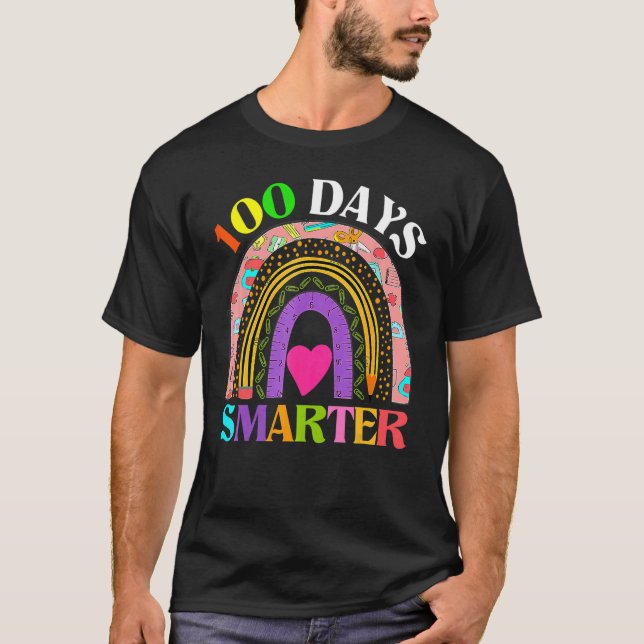 100th Day Of School Teacher  100 Days Smarter Rain T-Shirt (Front)