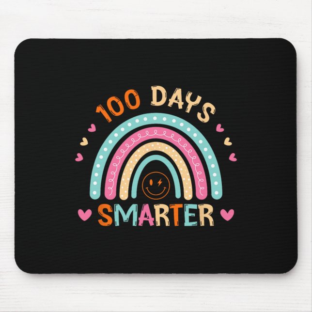 100th Day Of School Teacher 100 Days Smarter Rainb Mouse Pad (Front)